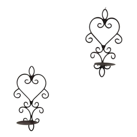 Decorative Wrought Iron Wall Sconce Candle Holder Scroll Design Accent 12x7 Inch - Picture 11 of 14